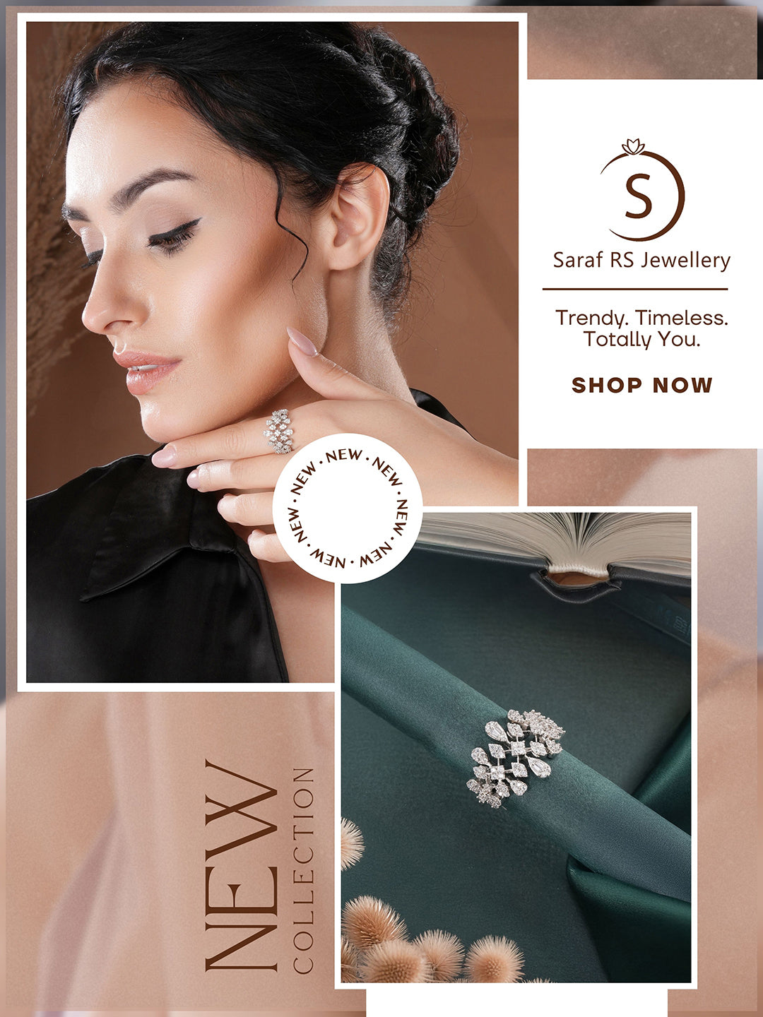 White Rhodium Plated Marquise Shaped  Zircon Studded Floral Designer Cocktail Anniversary  Finger Ring