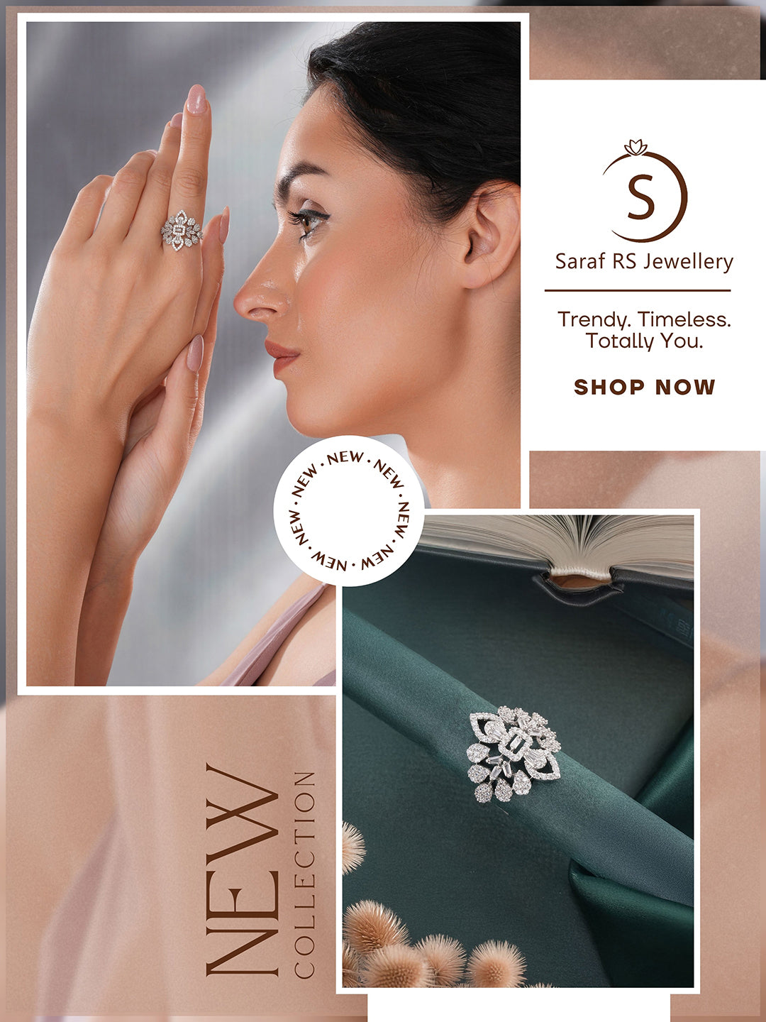 White Rhodium Plated Zircon Studded Floral Designer Cocktail Marriage Finger Ring