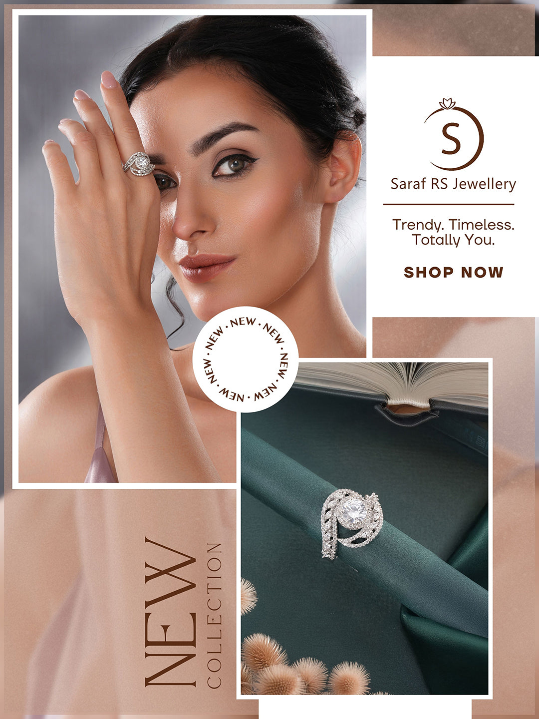 White Rhodium Cubic Zircon Studded Marriage Propose Adjustable Cocktail Finger Ring