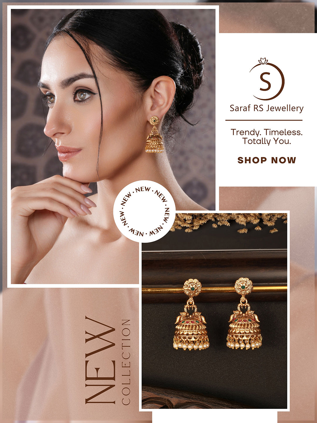 Gold Finish Green Kempo Studded Peacock Design Temple  Jhumka Earrings