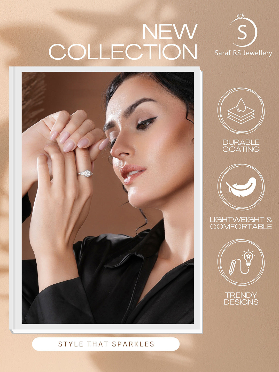 Silver Rhodium Plated White Round Cut Zircon Studded Adjustable  Solitaire Engagement Propose  Wedding Finger Ring