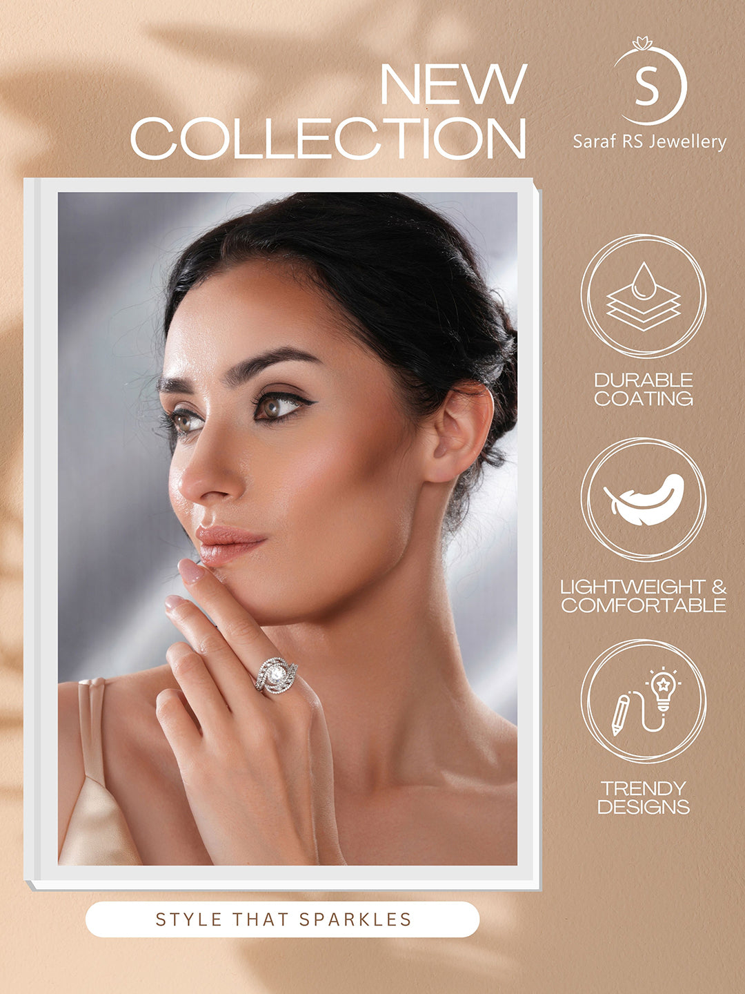 White Rhodium Cubic Zircon Studded Marriage Propose Adjustable Cocktail Finger Ring