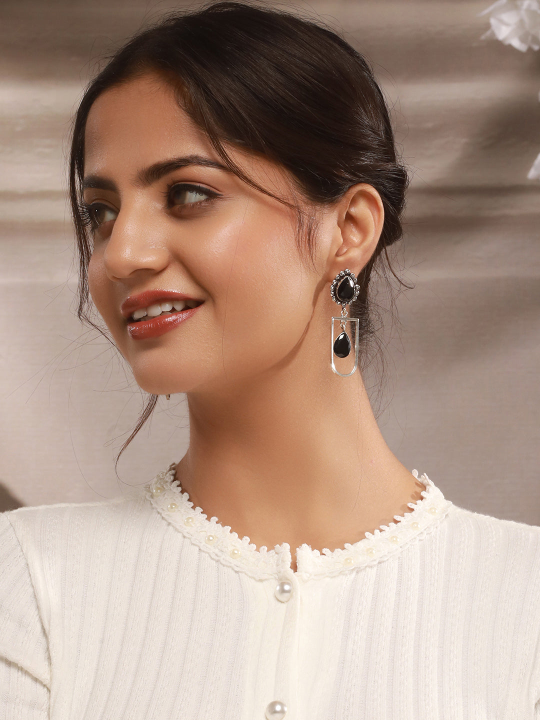 Oxidised Silver Lookalike designer Dailywear Dangling Earrings