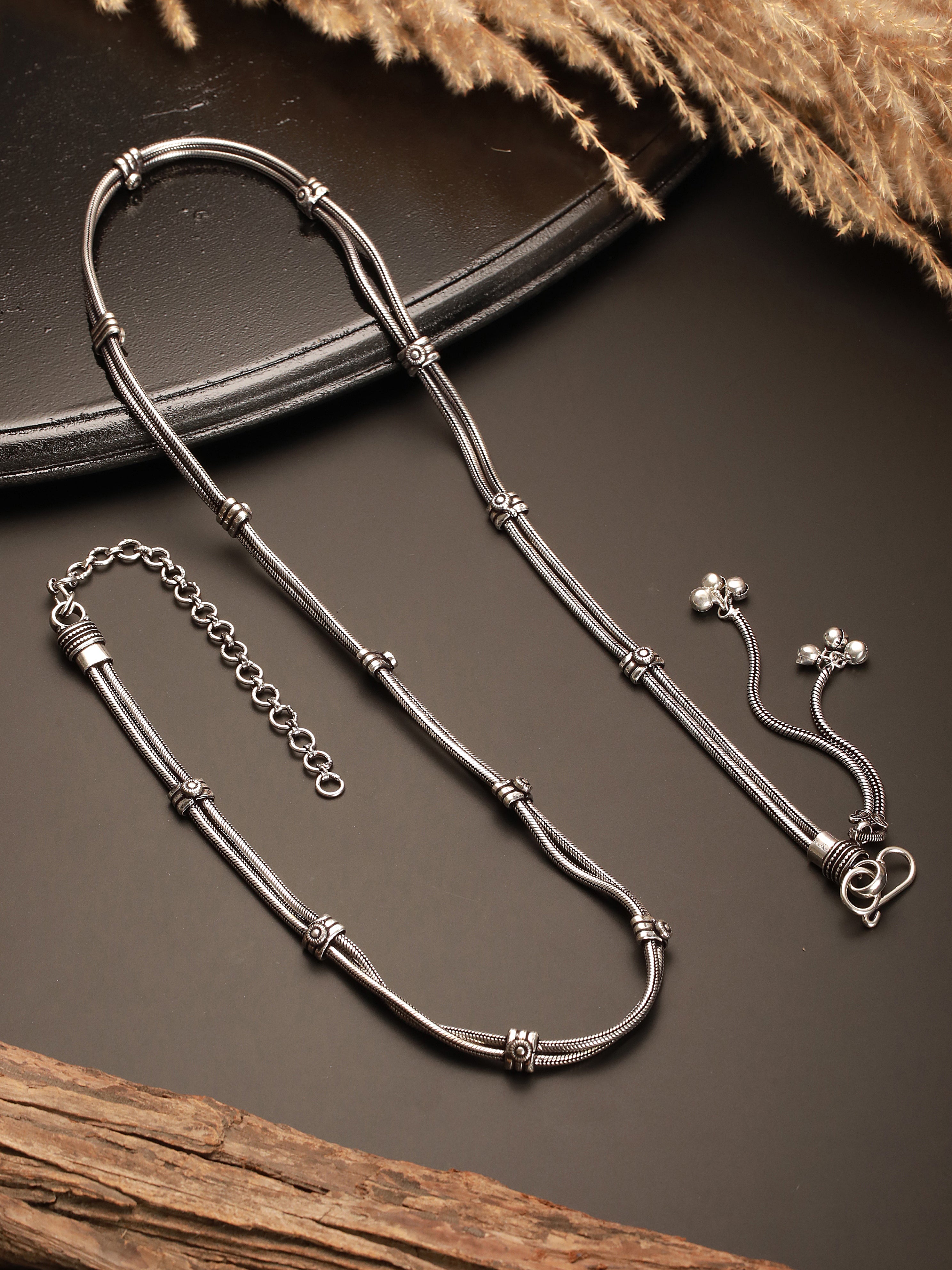 Oxidised Silver Toned   Trendy  Chain Minimal Waistchain Hipbelt Kamarbandh