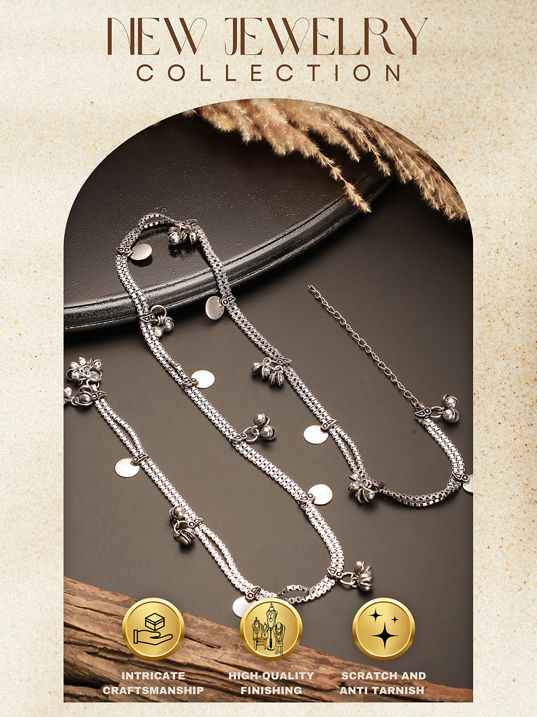 Oxidised Silver Toned Ghungroo  Trendy Minimal Waistchain Hipbelt Kamarbandh