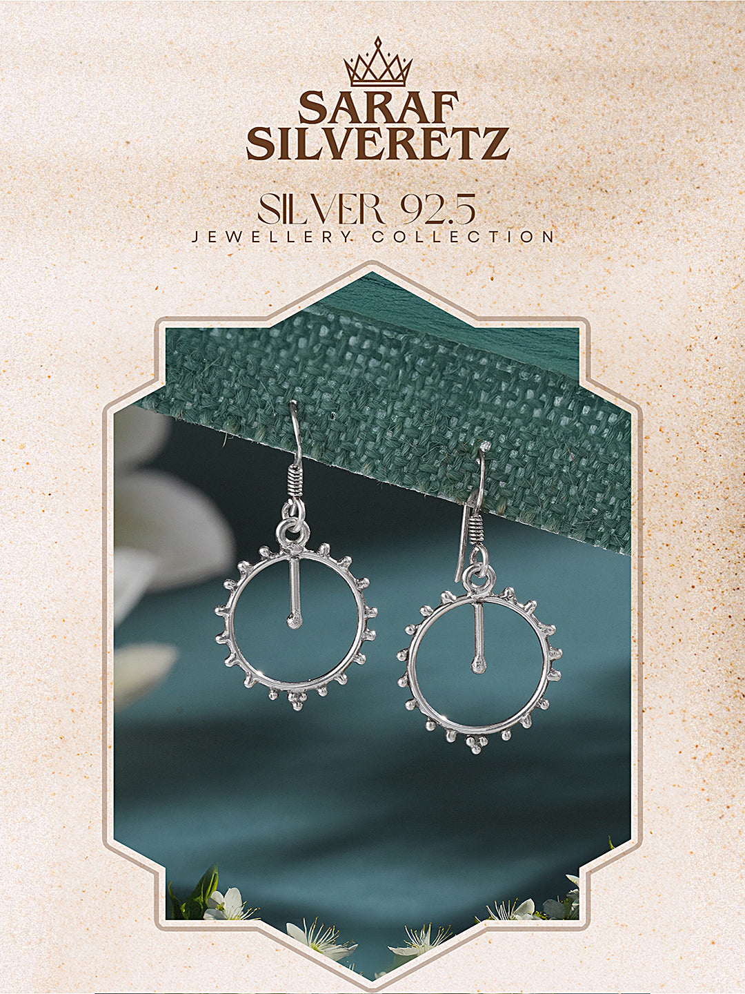 925 Sterling Silver Tribal Round Boho Minimal Drop Earrings