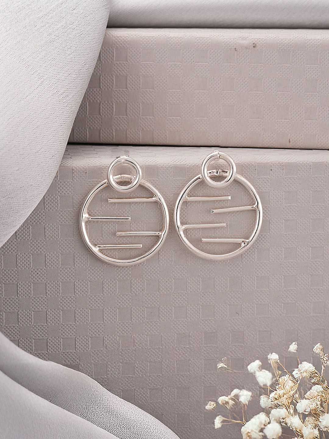925 Sterling Silver Circular Quirky Statement Drop Minimal Earrings
