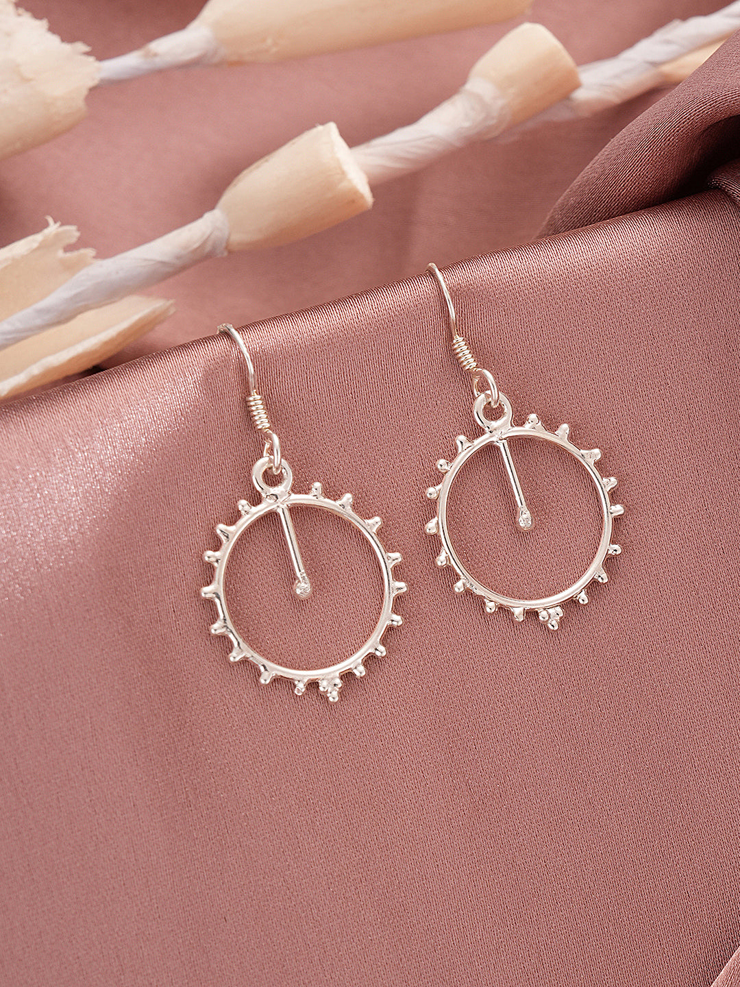 925 Sterling Silver Tribal Round Boho Minimal Drop Earrings