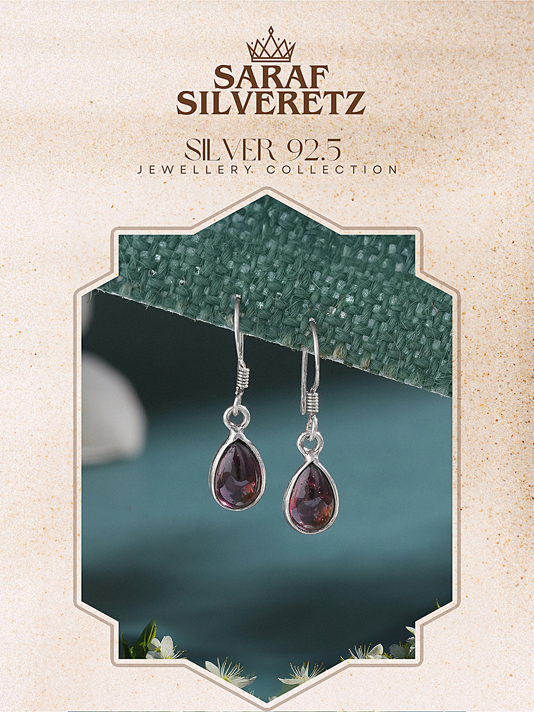 925 Sterling Silver Red Original Garnet Gemstone Studded Elegant Handcrafted  Minimal Charm Earrings