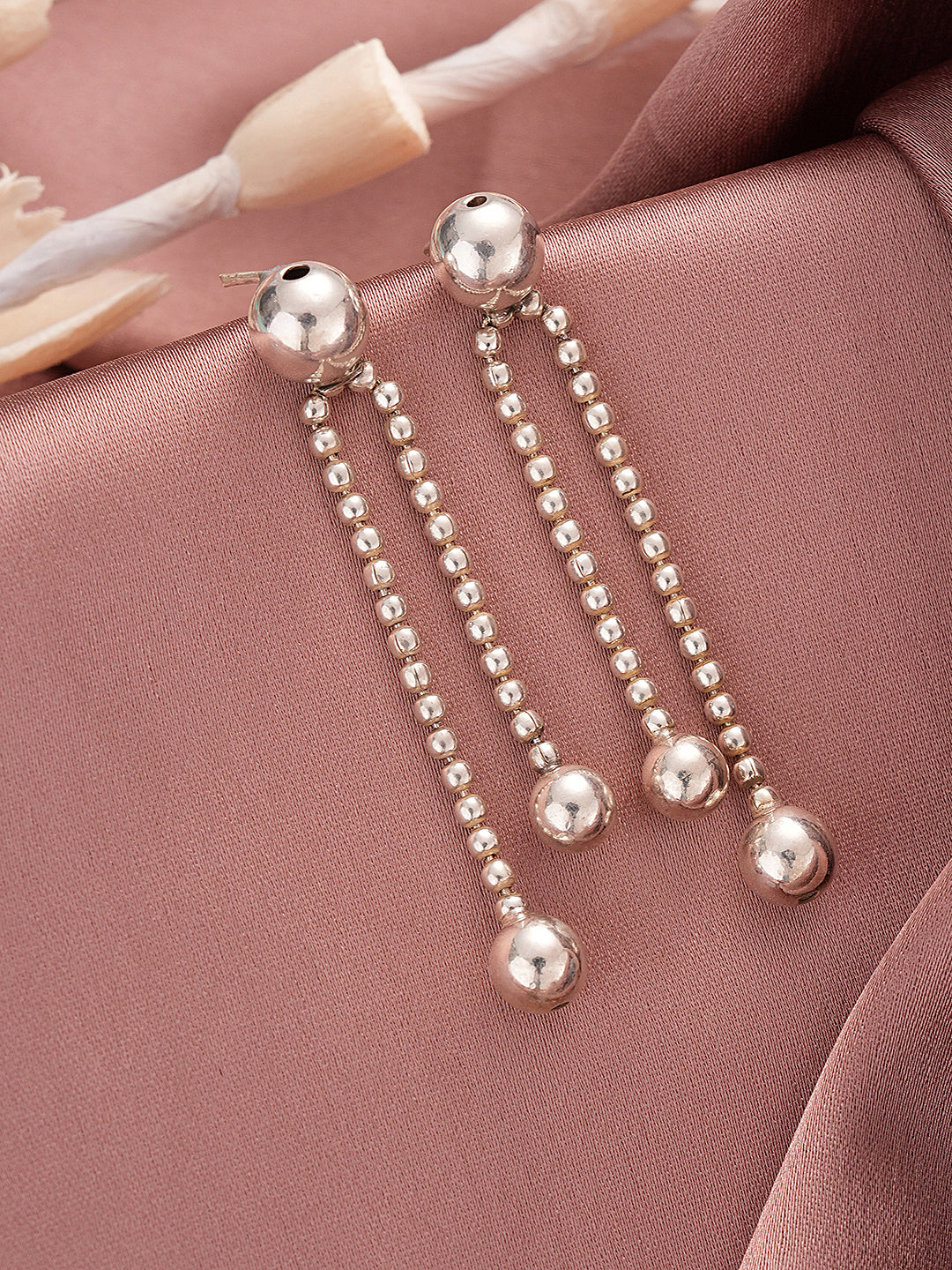 925 Sterling Silver Long Dual Strand Drop statement Minimal Earrings