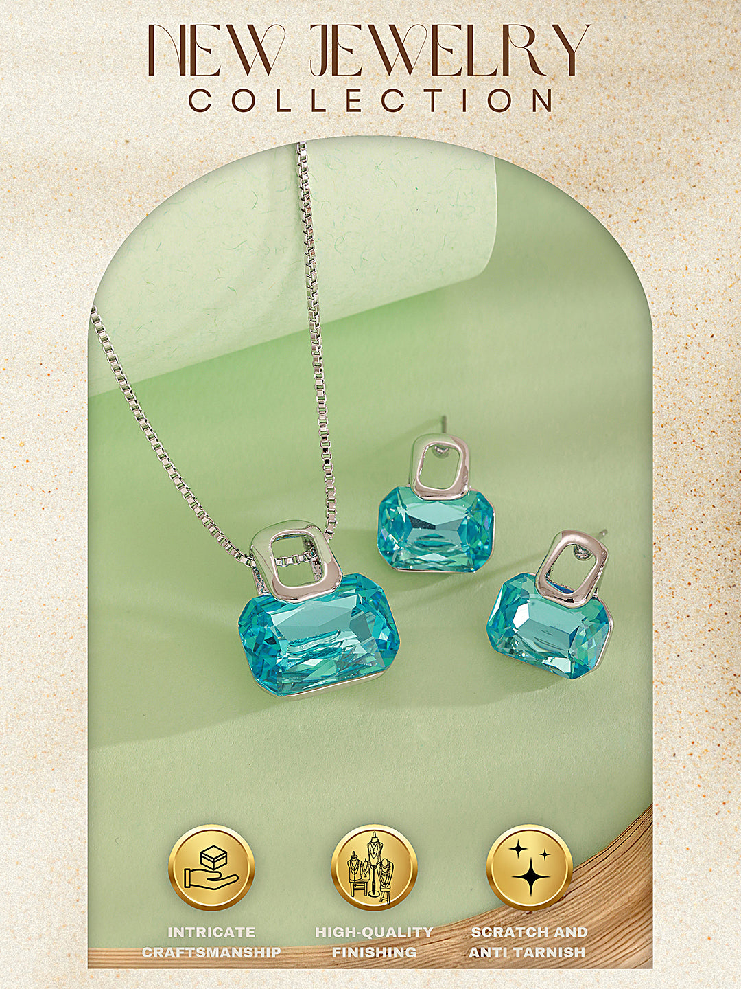 Trendy Rectangular Blue Pendant eye-catching design