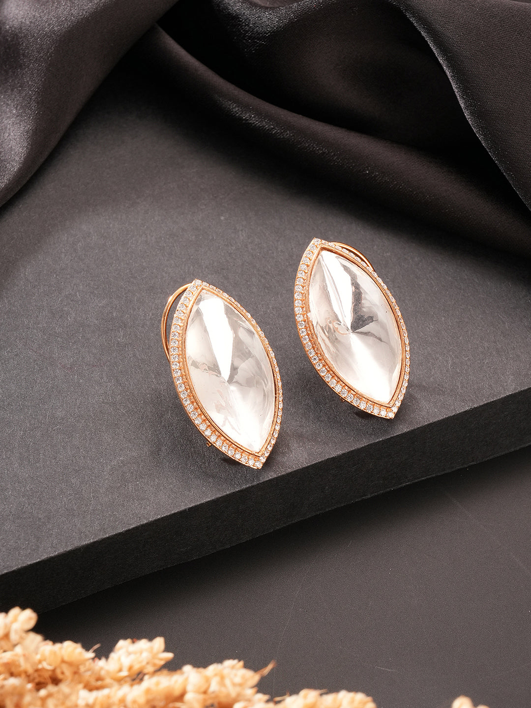 Gold Plated Uncut Polki Mossanite Minimal Studds Earrings