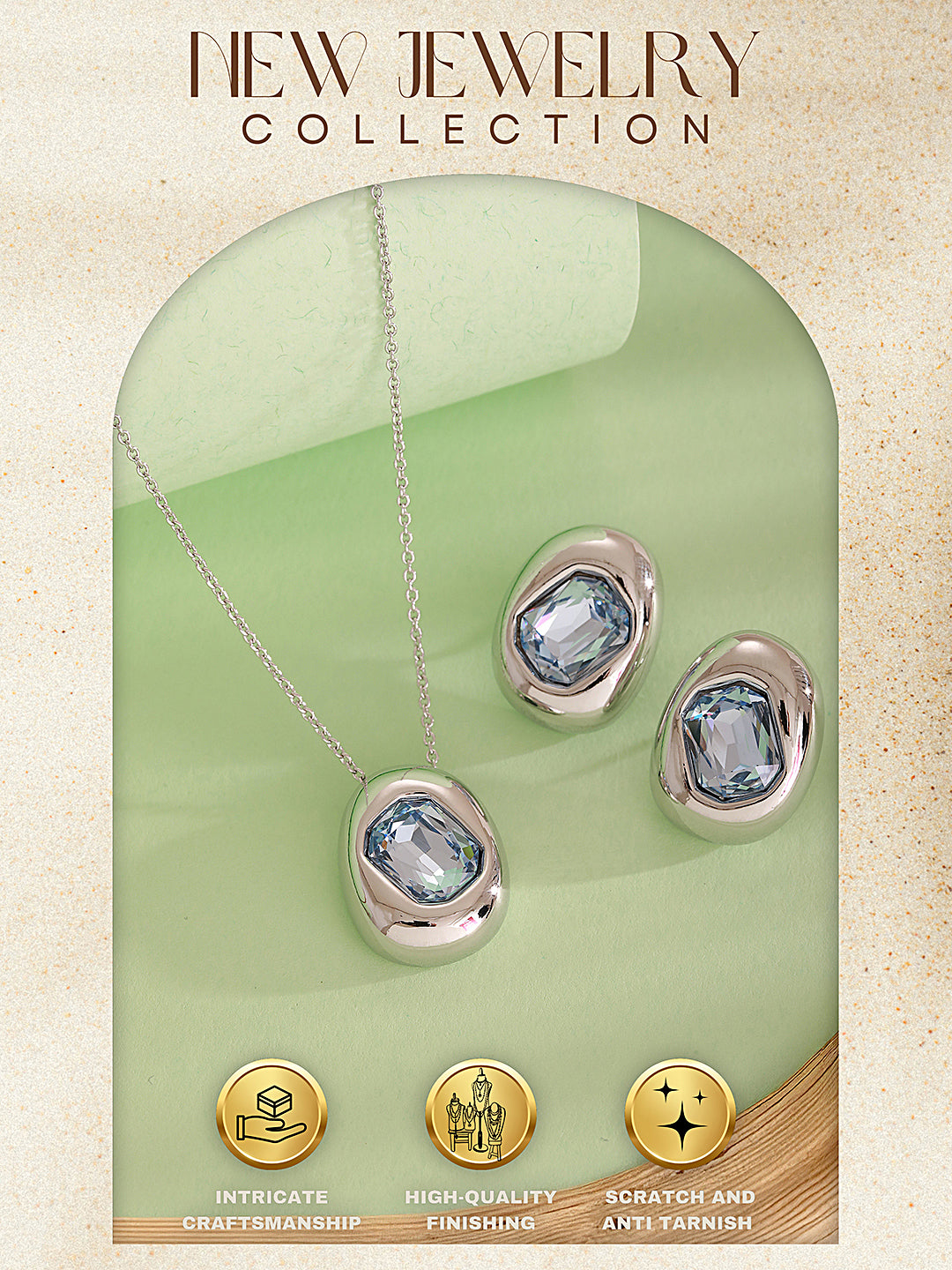 Shine with Elegance Blue Pendant & Earrings Set