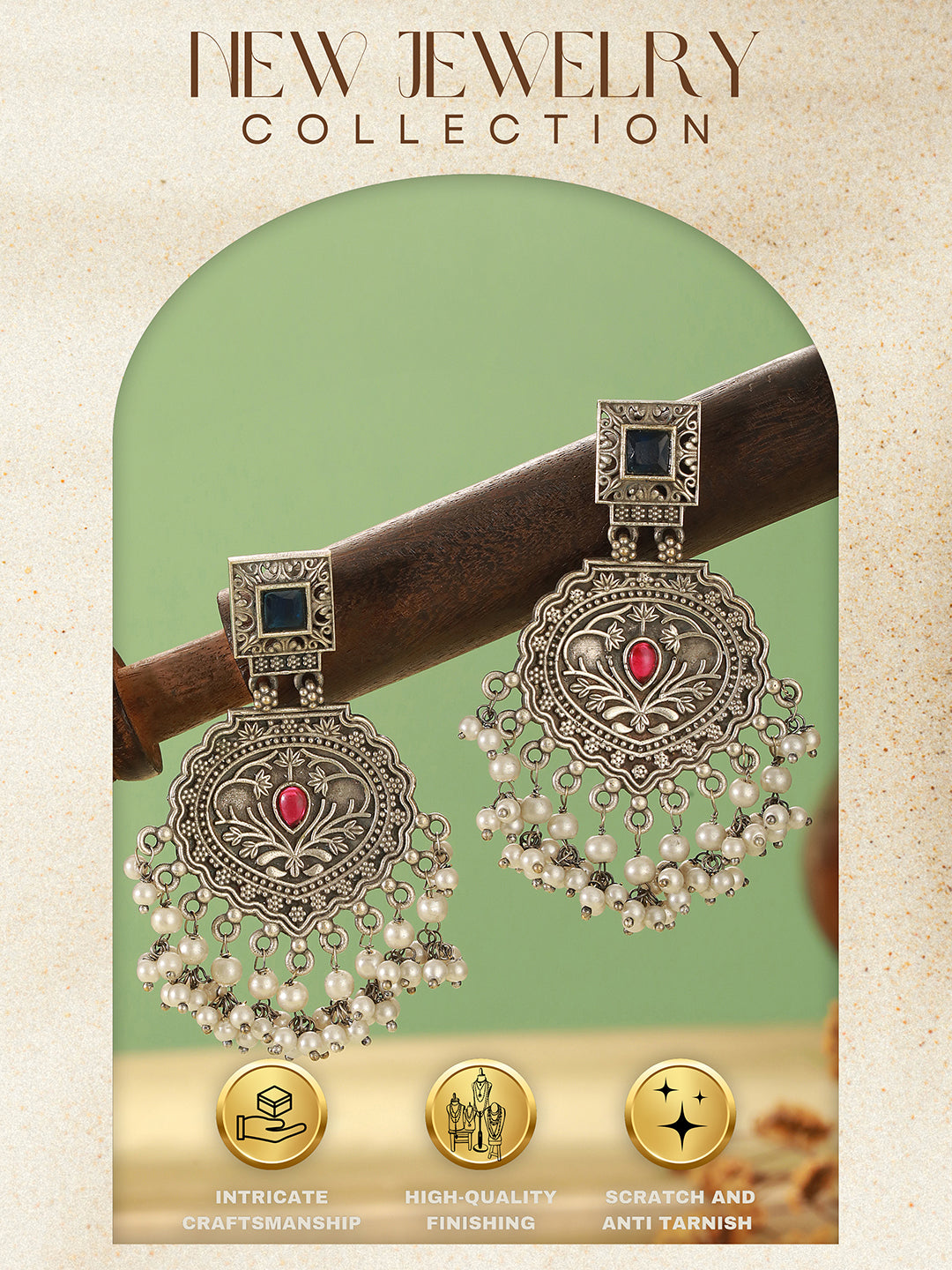 Oxidised Silver Toned Intricate Handcrafted Pearl Beaded Dangler  Trendy Chandbali earrings
