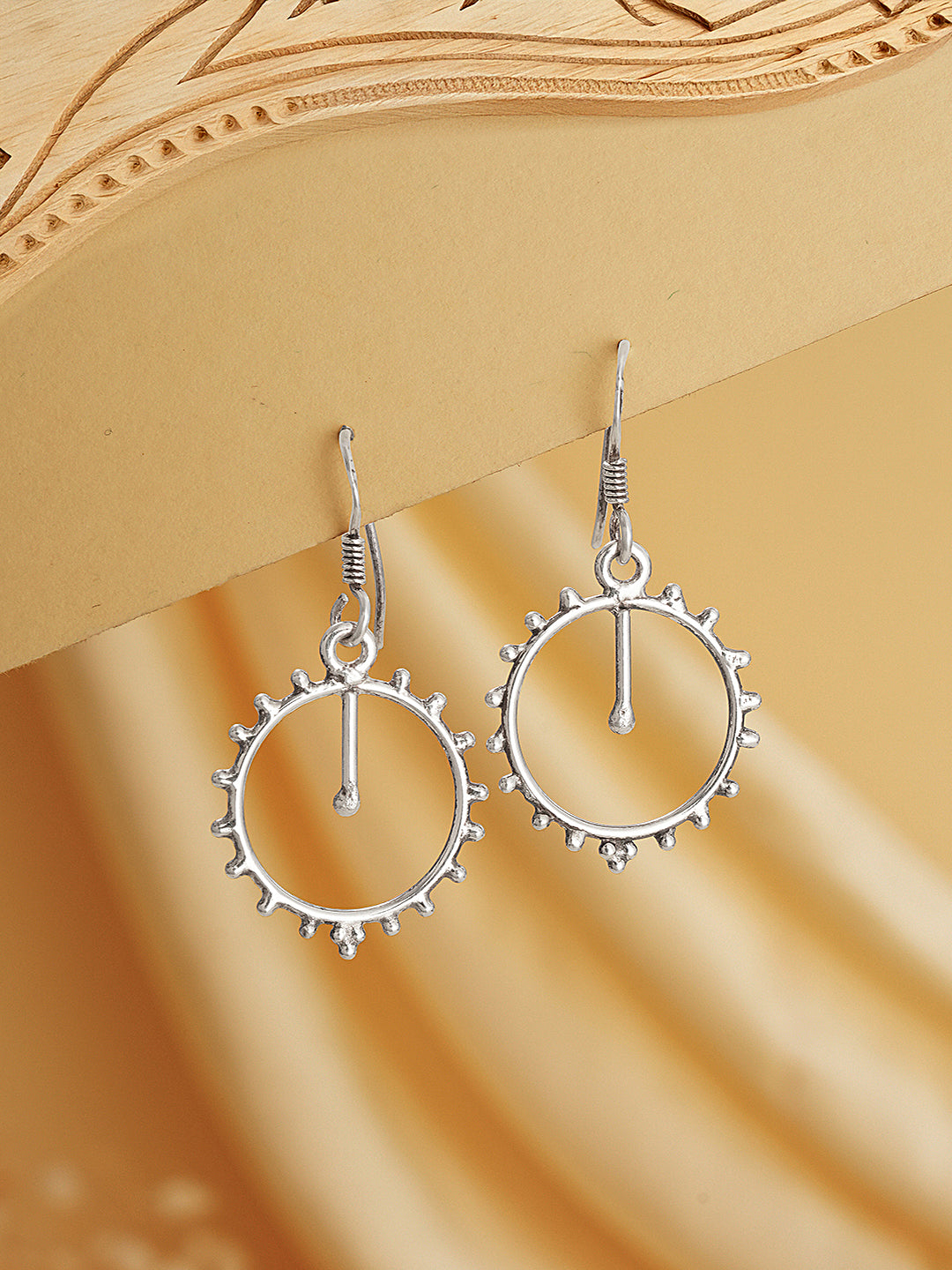 925 Sterling Silver Tribal Round Boho Minimal Drop Earrings