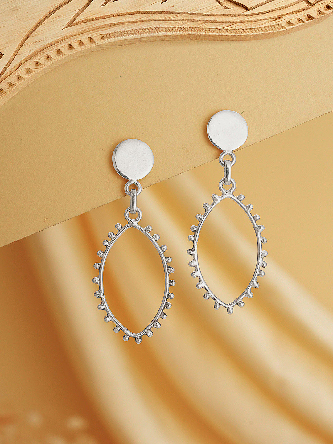 925 Sterling Silver Oval Lightweight Dangler Minimal Drop Earrings