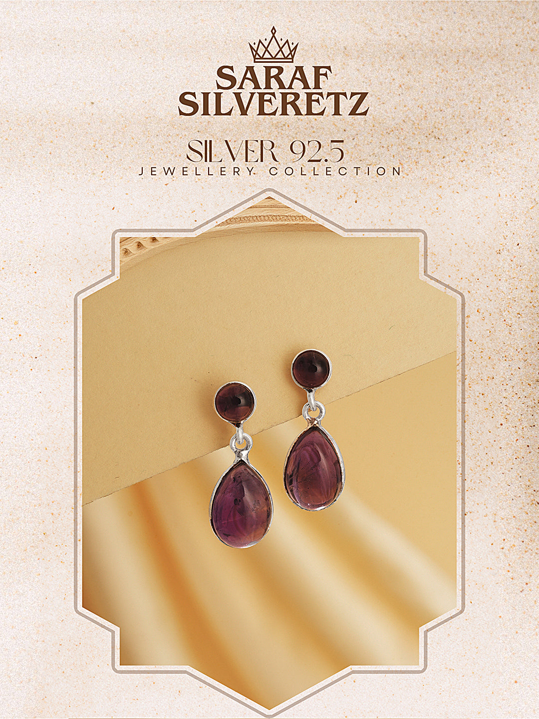 925 Sterling Silver Rhodium Natural Amethyst Gemstone Minimal  Handcrafted  Drop Earrings