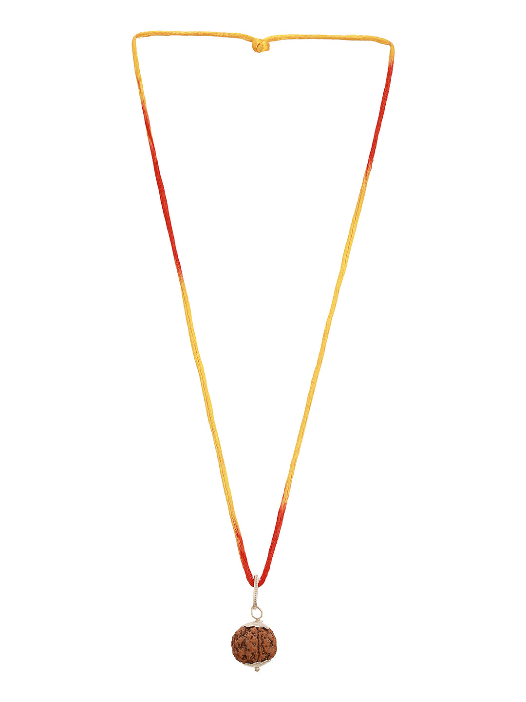 Natural 5 Mukhi Faces Rudraksh With Certificate  In Red Thread Pendant Necklace & Chain