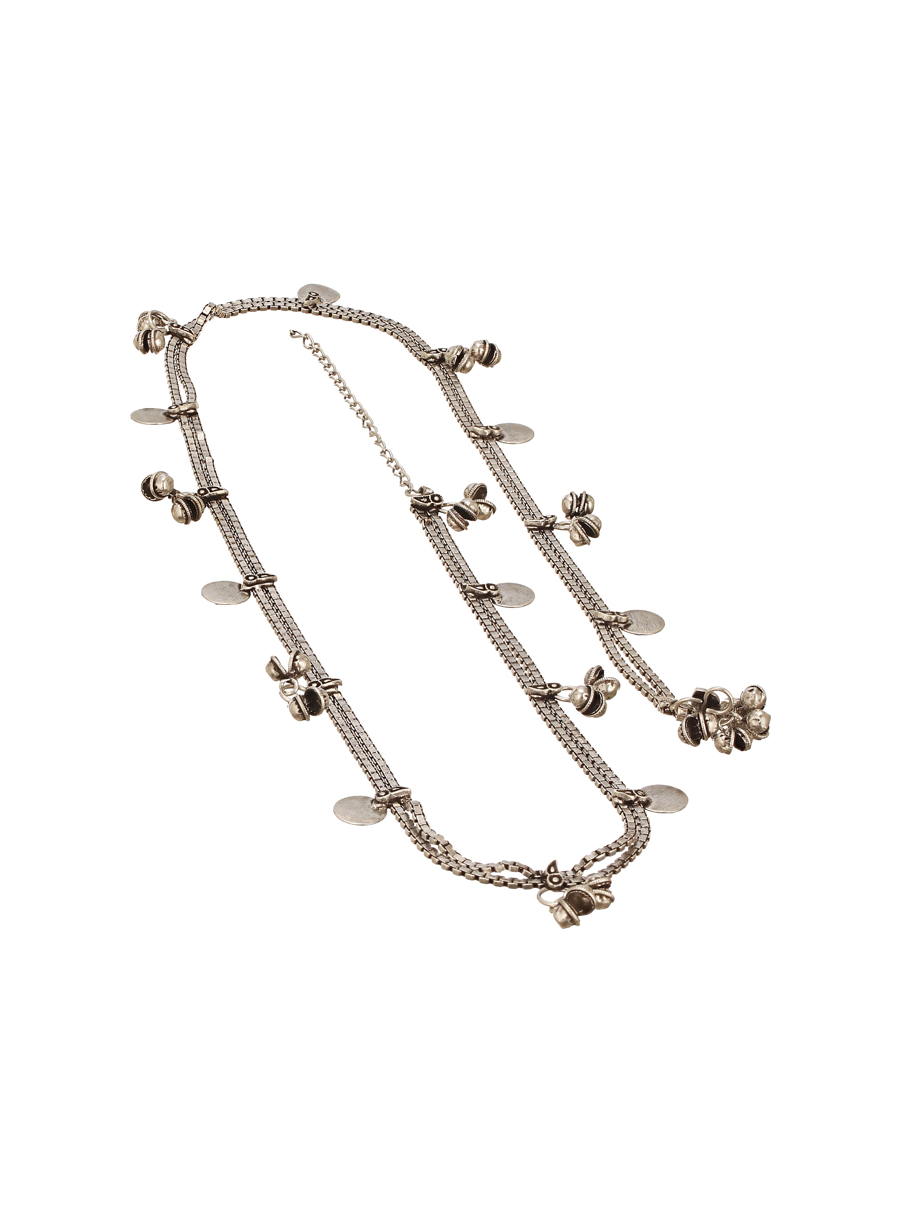 Oxidised Silver Toned Ghungroo  Trendy Minimal Waistchain Hipbelt Kamarbandh