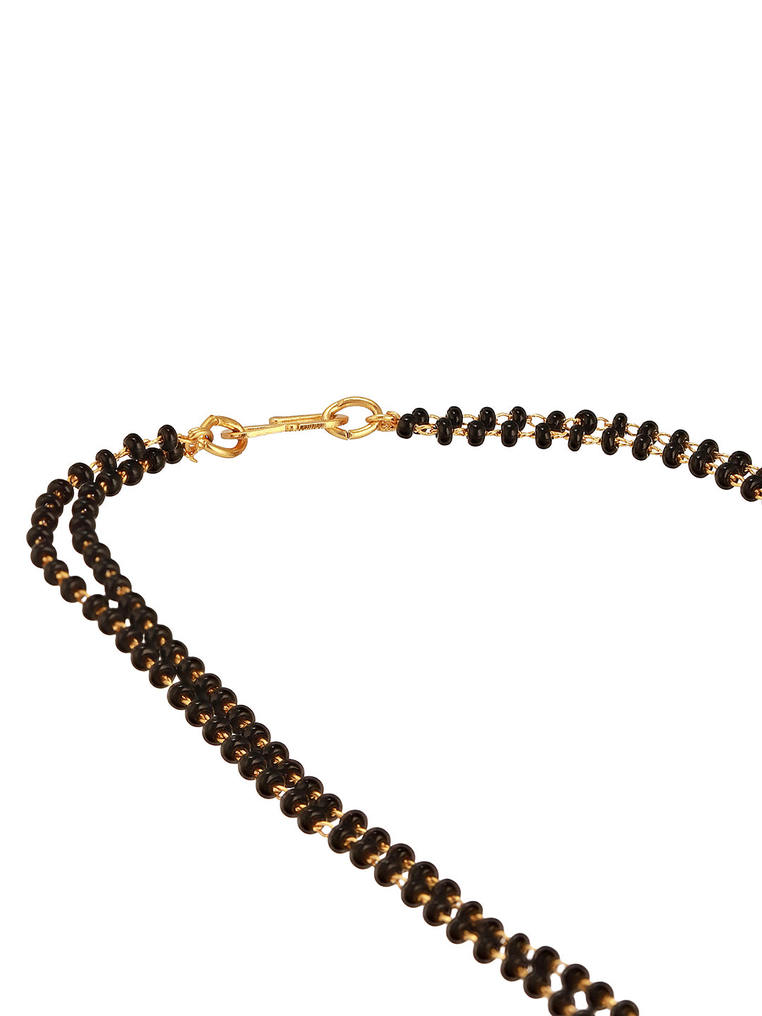 Gold Toned AD Studded Black Beads Studded  Designer Floral  Mangalsutra Jewellery Set