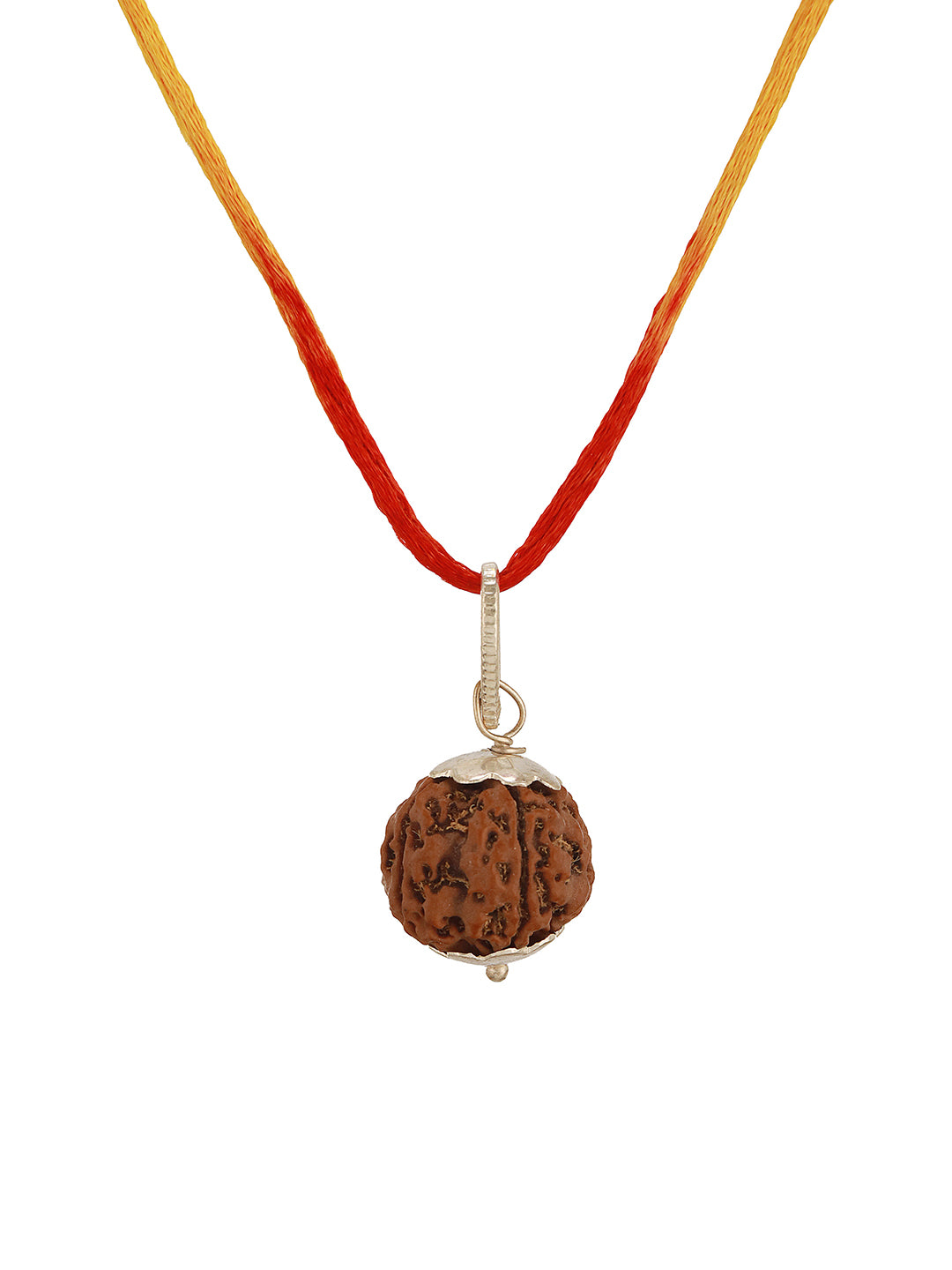 Natural 5 Mukhi Faces Rudraksh With Certificate  In Red Thread Pendant Necklace & Chain