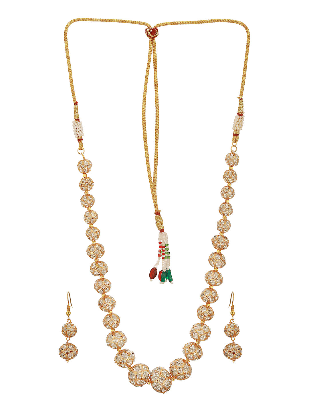 Gold Plated AD Zircon Studded Beads Maala Jewellery Set