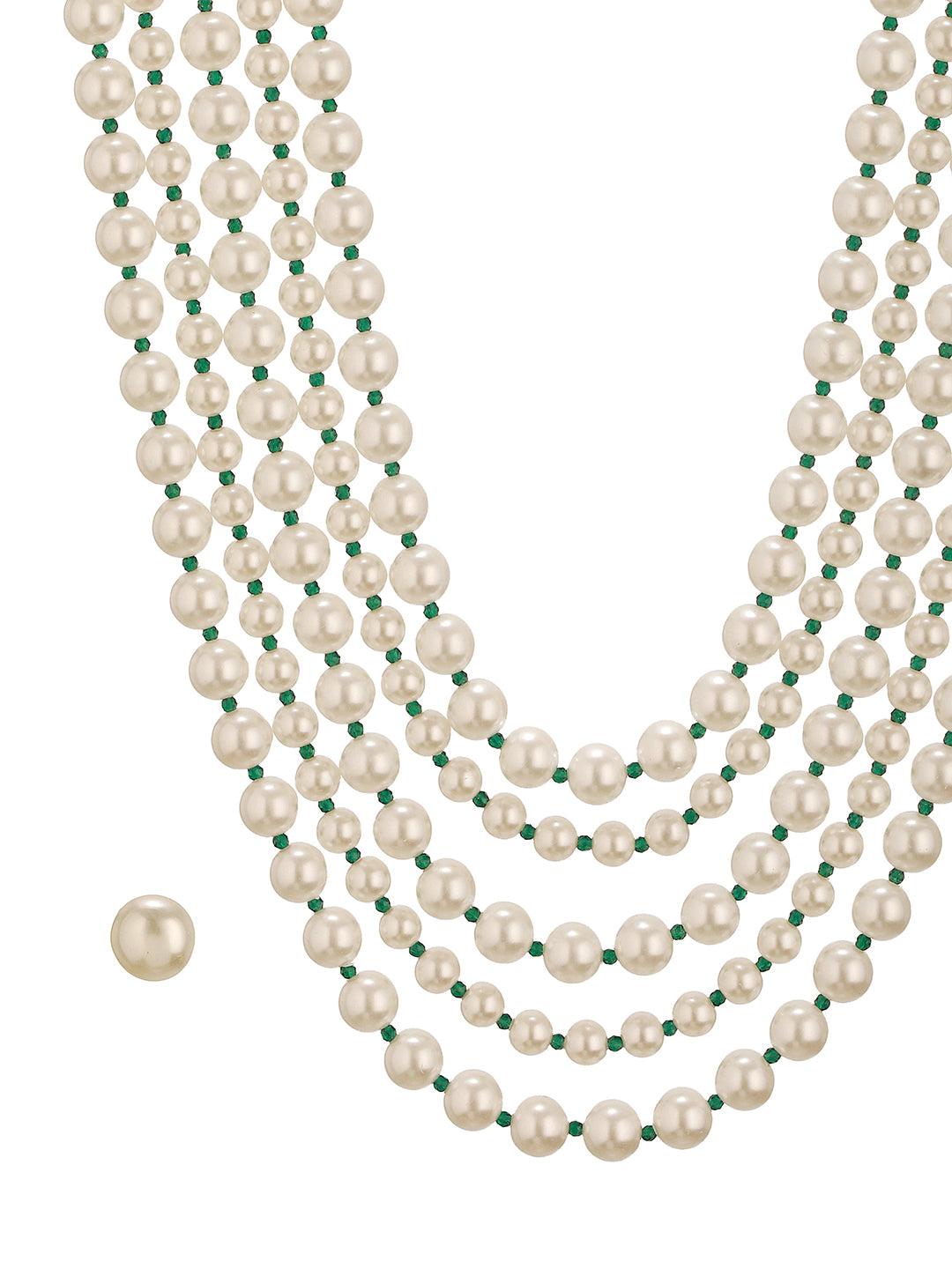 White Pearl Beaded Multi Layered  Trendy Choker Necklace Jewellery Set