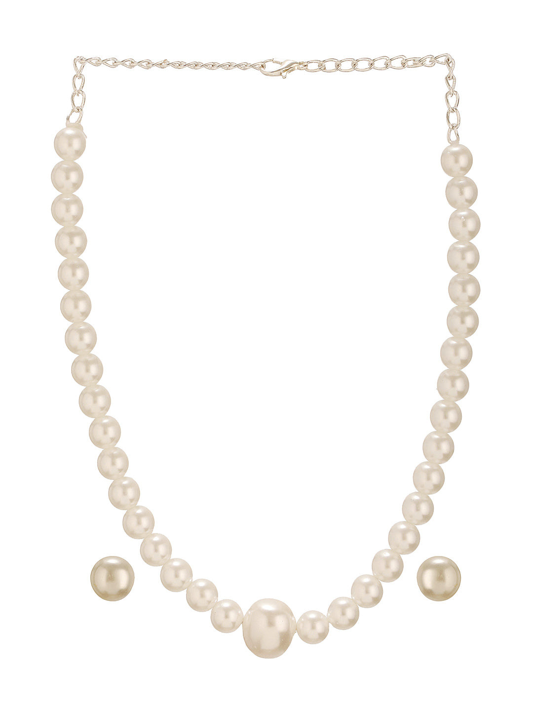 Single String  Pearl  Statement Necklace Jewellery Set
