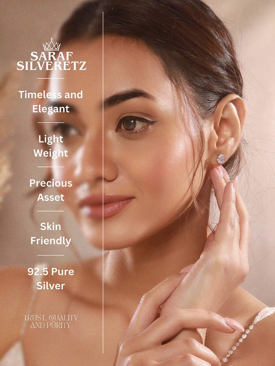 925 Sterling Silver 8 mm  Zircon Studded Oval Solitaire Dailywear Studds Earrings