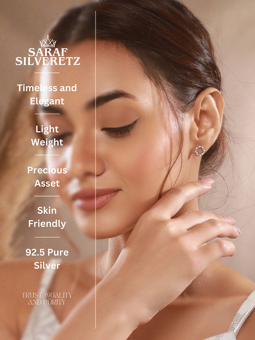 925 Sterling Silver Zircon Studded Radiant Circular Miimal Studds Earrings