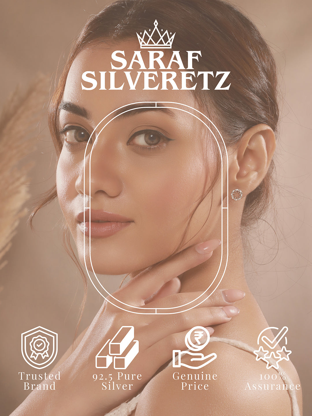 925 Sterling Silver Zircon Studded Radiant Circular Miimal Studds Earrings