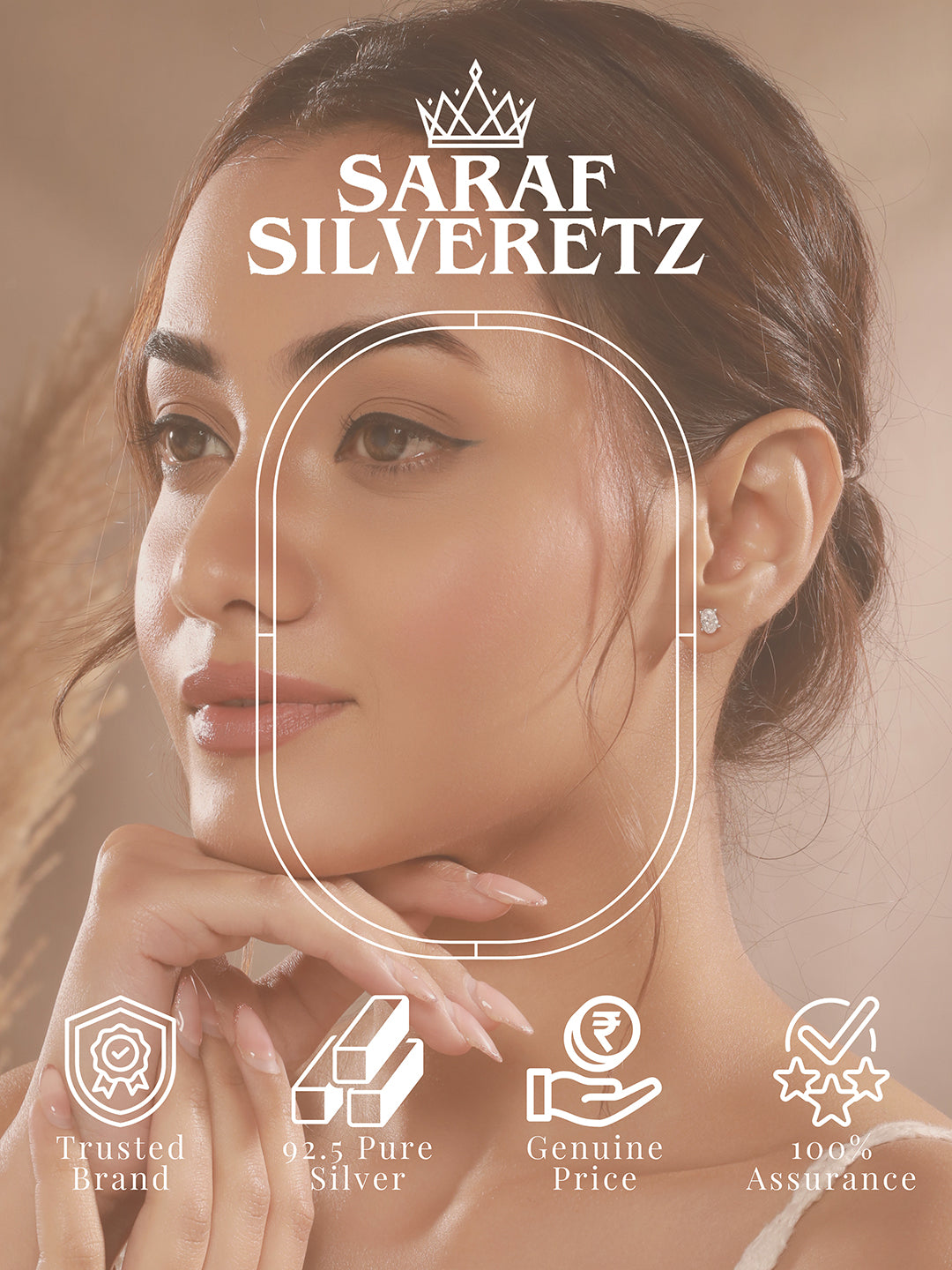 925 Sterling Silver 6 mm Zircon Studded Solitaire Oval Minimal Studds Earrings