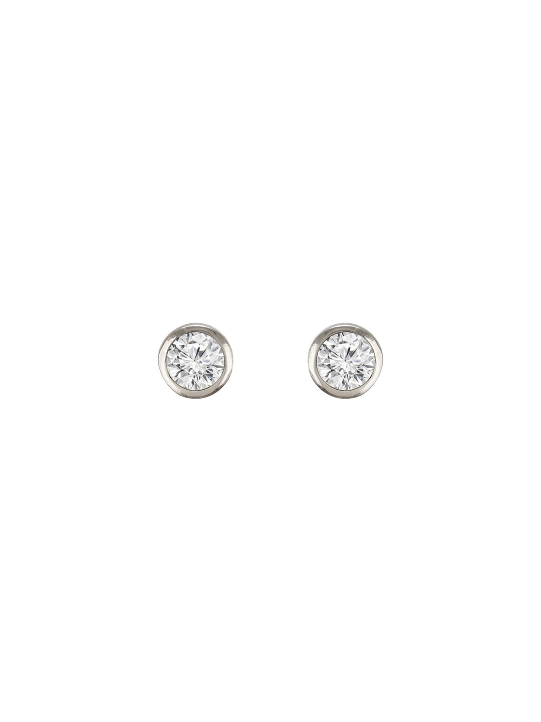 925 Sterling Silver Zircon Studded Halo Circle Solitaire Dailywear Studds Earrings