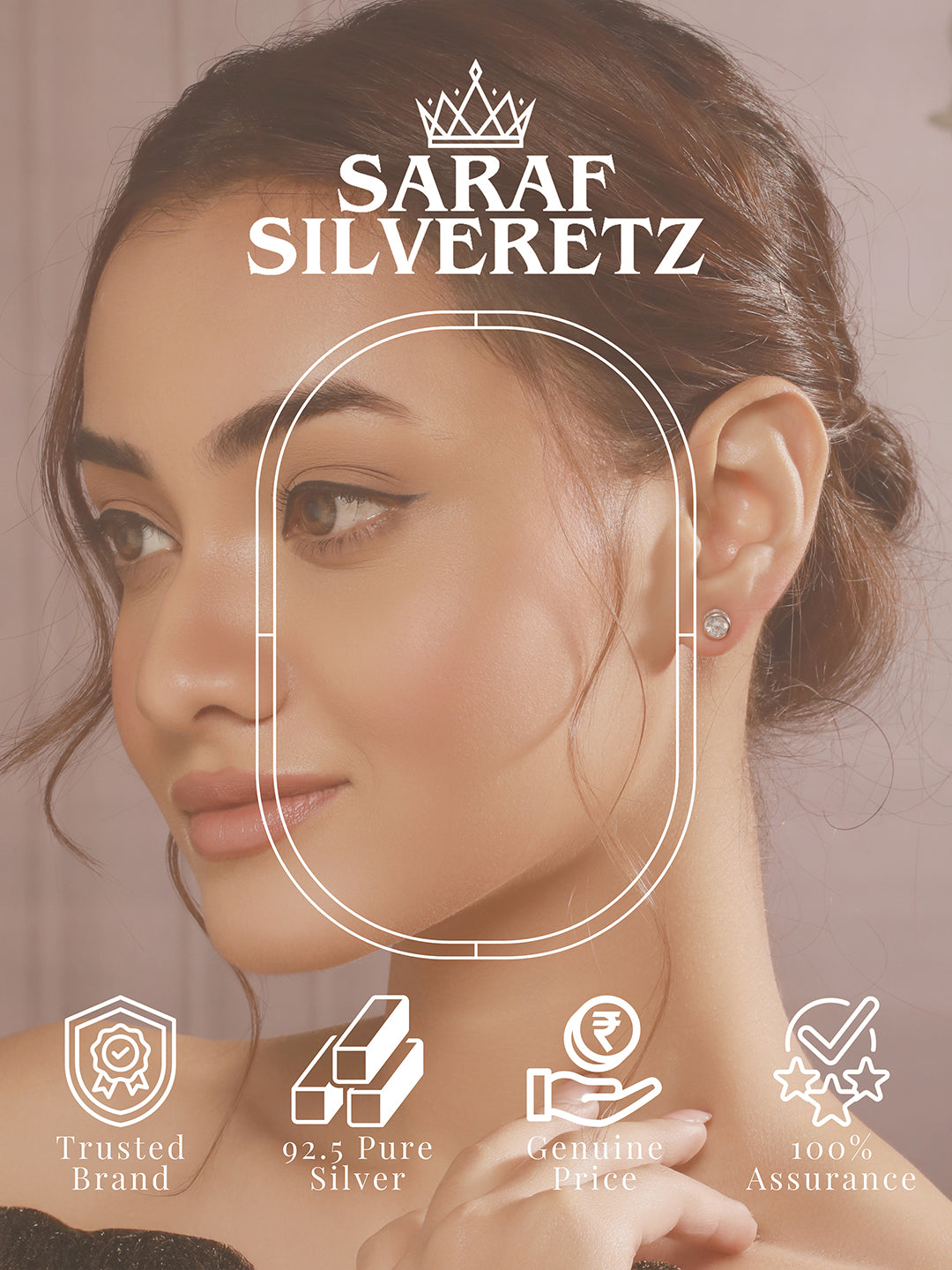 925 Sterling Silver Zircon Studded Halo Circle Solitaire Dailywear Studds Earrings