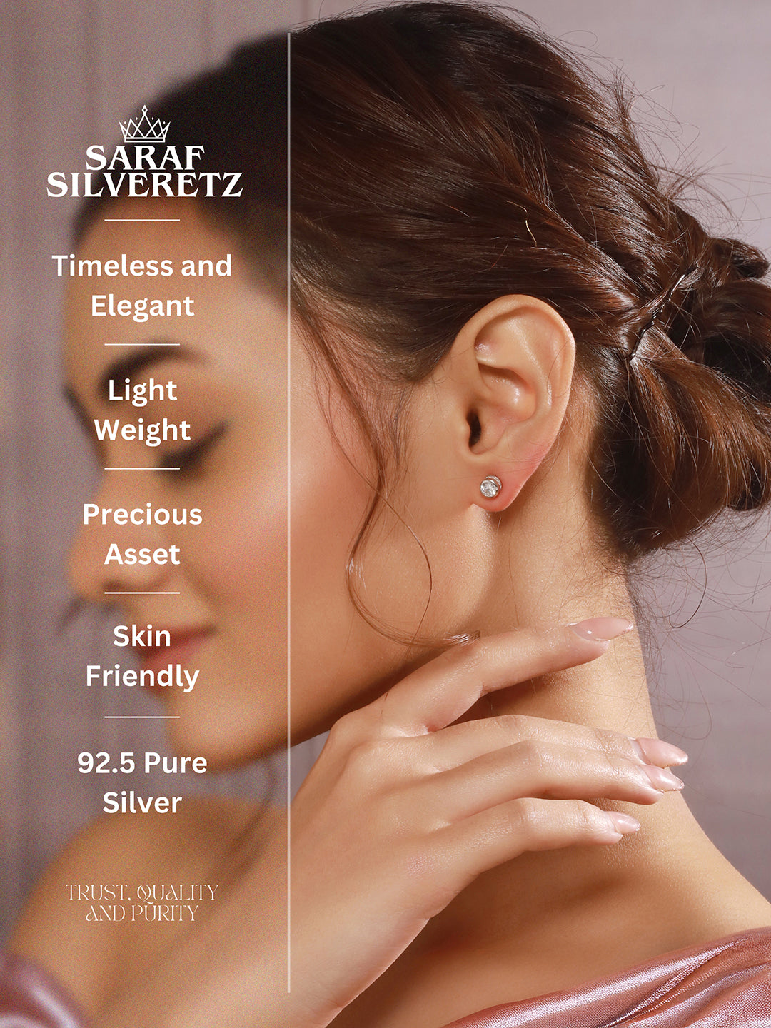 925 Sterling Silver Zircon Studded Halo Circle Solitaire Dailywear Studds Earrings