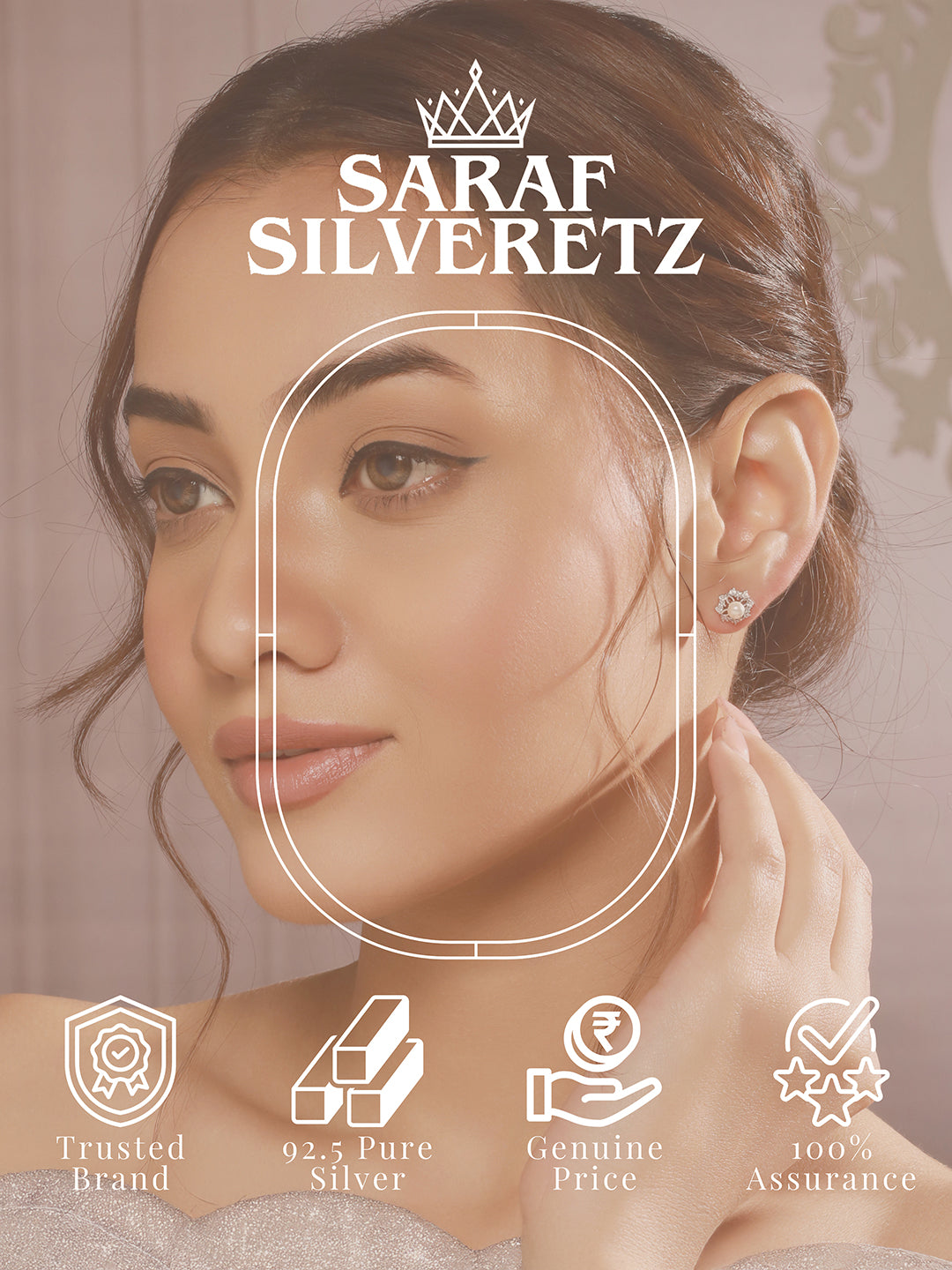 925 Sterling Silver Zircon Studded Faux Pearls  Flower Studds Earrings