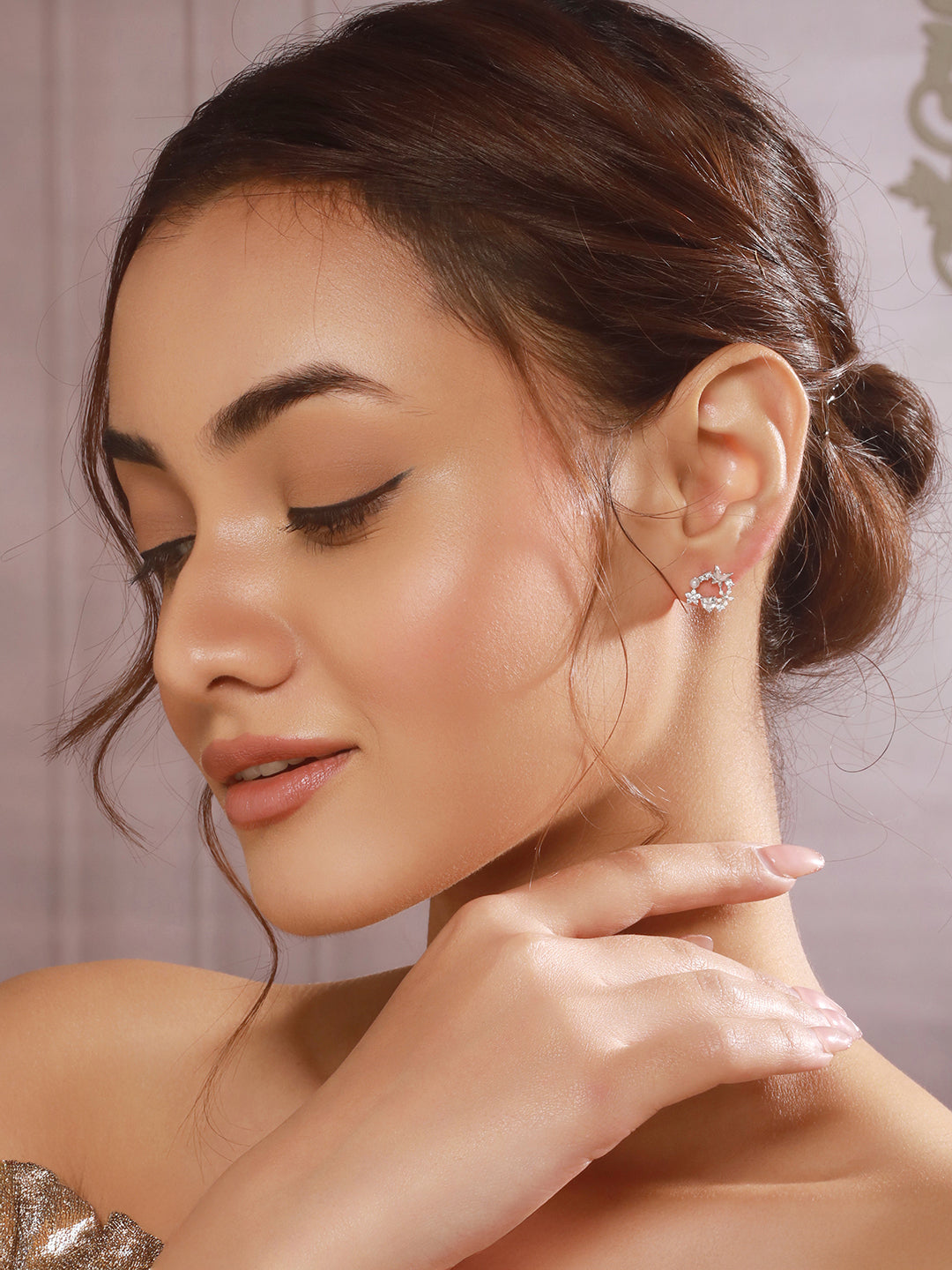 925 Sterling Silver Zircon Studded White Butterfly Stateent Studds Earrings