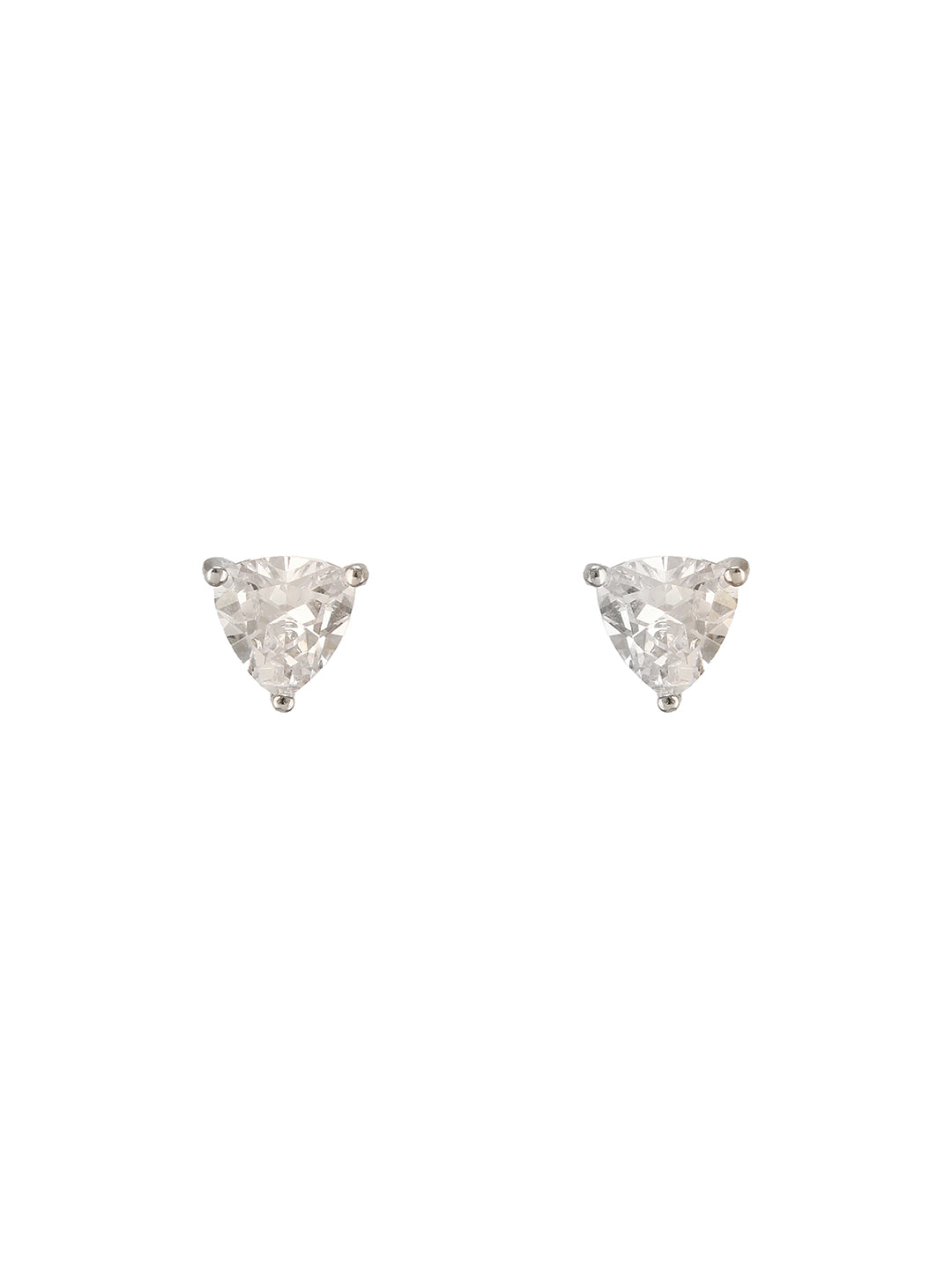 925 Sterling Silver Cubic Zircon Studded Geometric Minimal Solitaire Studds Earrings