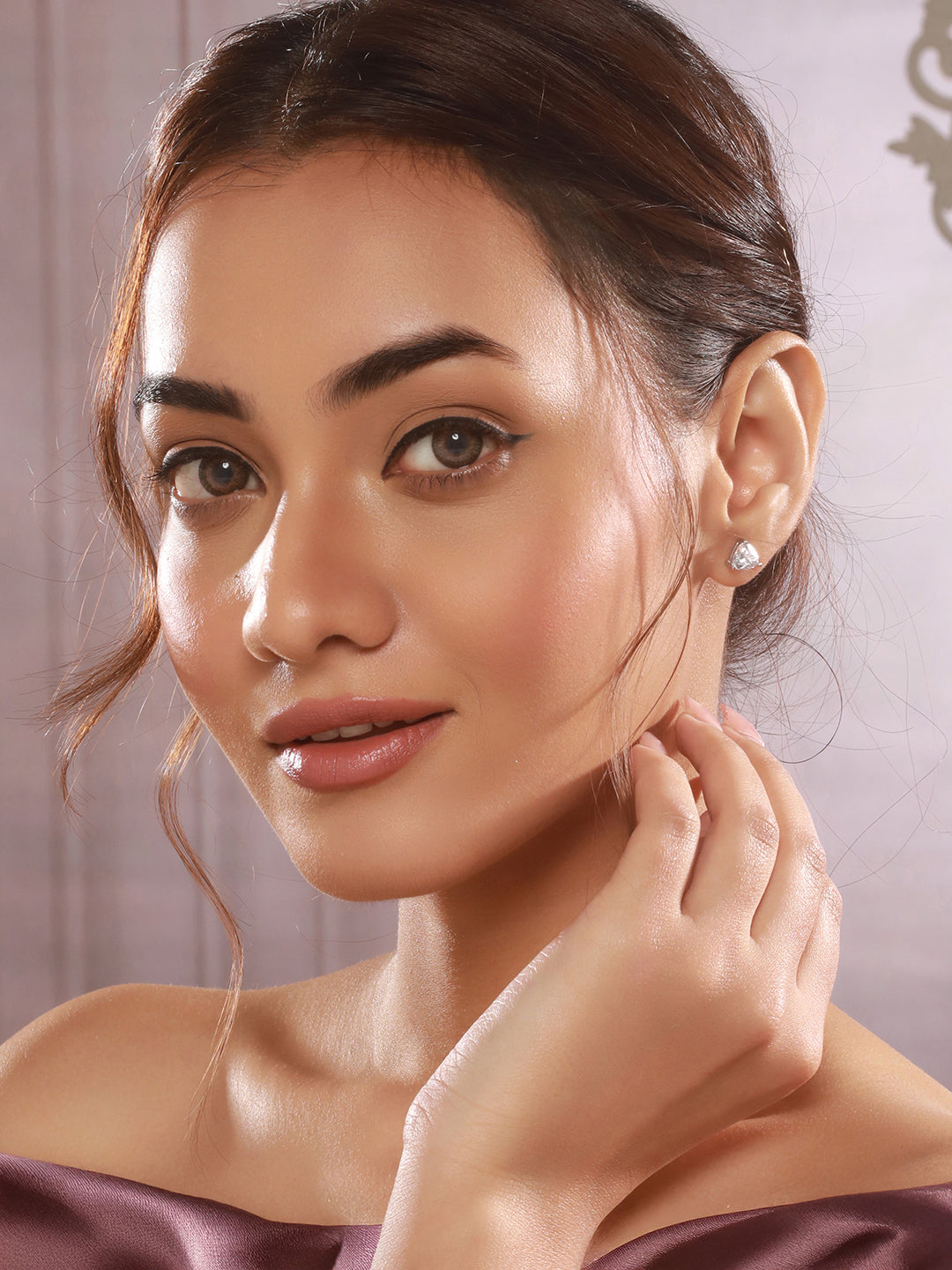 925 Sterling Silver Cubic Zircon Studded Geometric Minimal Solitaire Studds Earrings