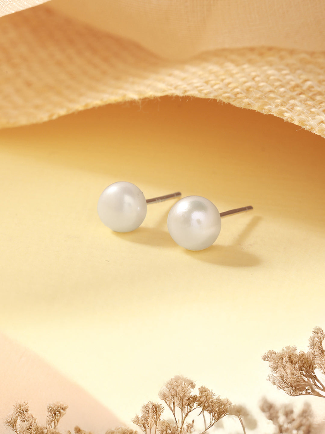 925 Sterling Silver Pearl Studded Minimal Officewear Studds Earrings