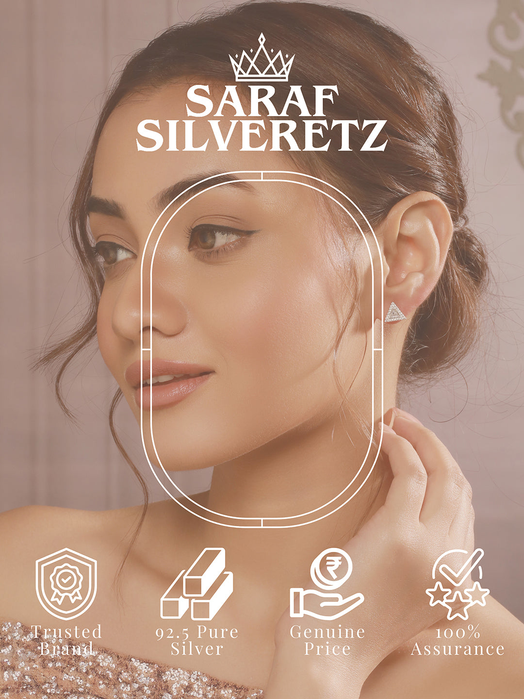 925 Sterling Silver Zircon Studded  Pyramid Shaped Halo Solitaire Minimal Studds Earrings