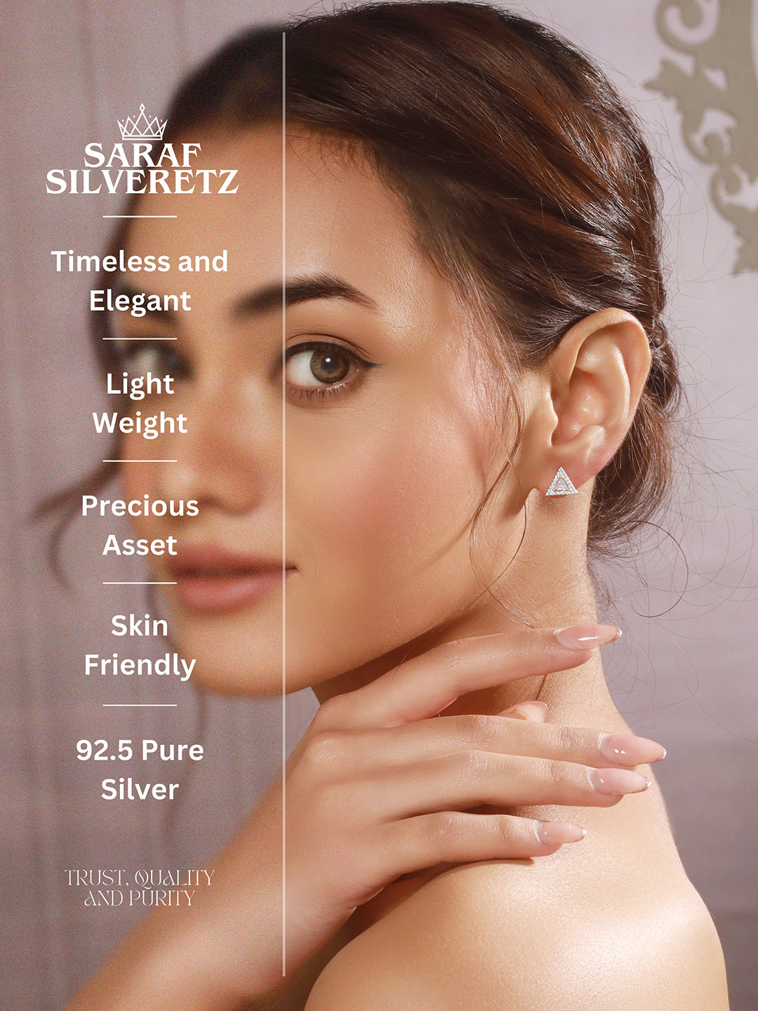 925 Sterling Silver Zircon Studded  Pyramid Shaped Halo Solitaire Minimal Studds Earrings
