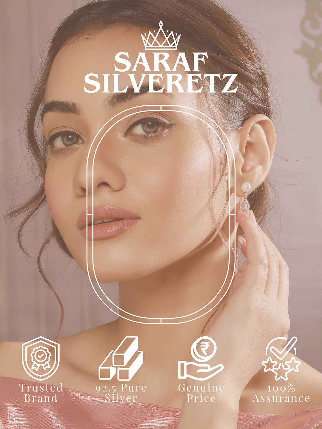 925 Sterling Silver Zircon & Pearl Embellished Drop Statement Earrings