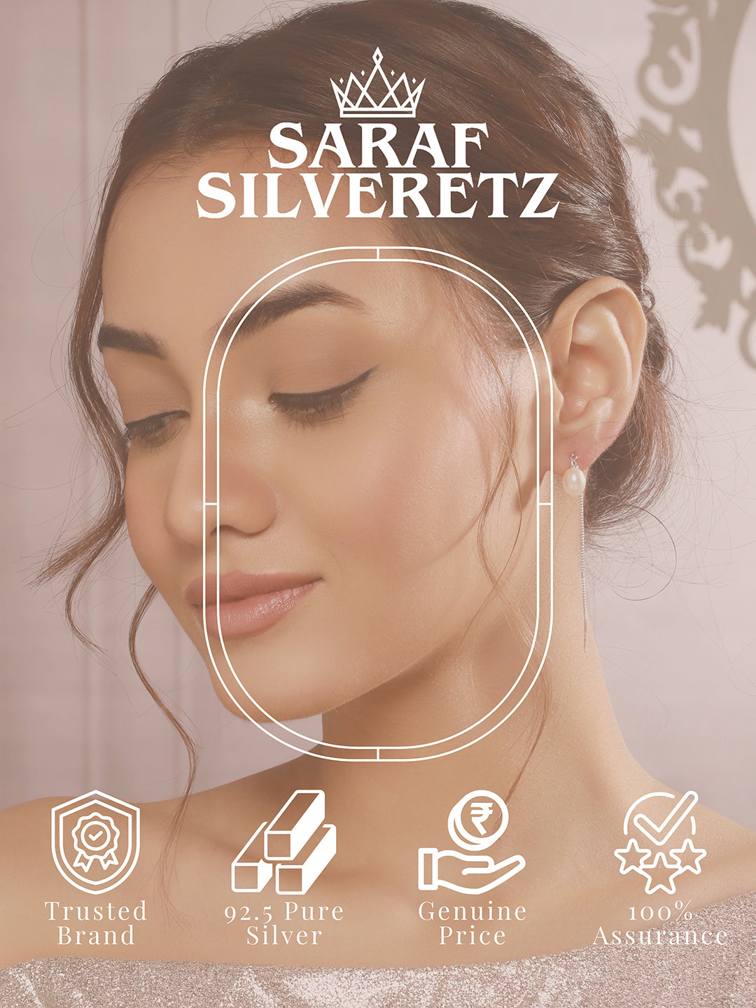 925 Sterling Silver Zircon Studded Freshwater Pearls Sui Dhaga  Threader Dangle Earrings