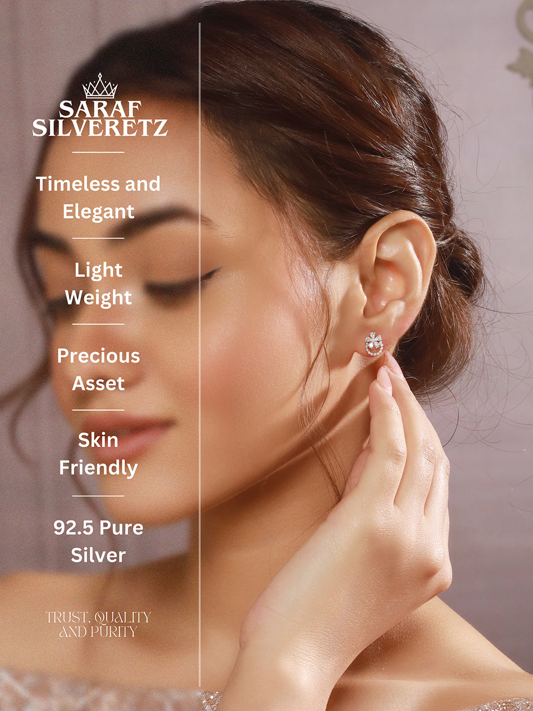 925 Sterling Silver Zircon & Pearl Embellished Floral  Minimal Studds Earrings