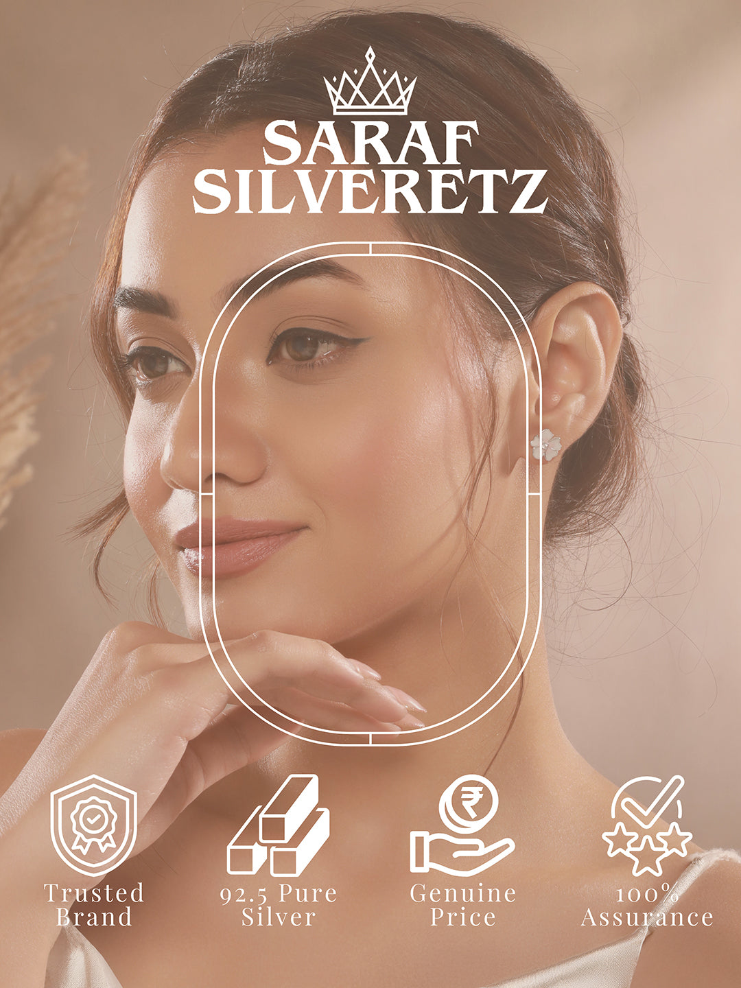 925 Sterling Silver Enamelled Bloom  Flower Shaped Studds Earrings