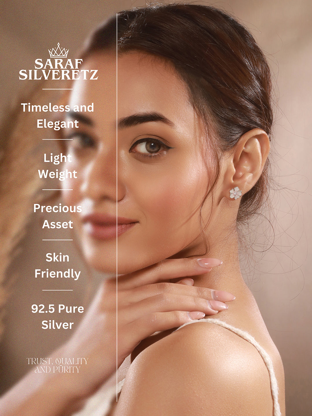 925 Sterling Silver Enamelled Bloom  Flower Shaped Studds Earrings