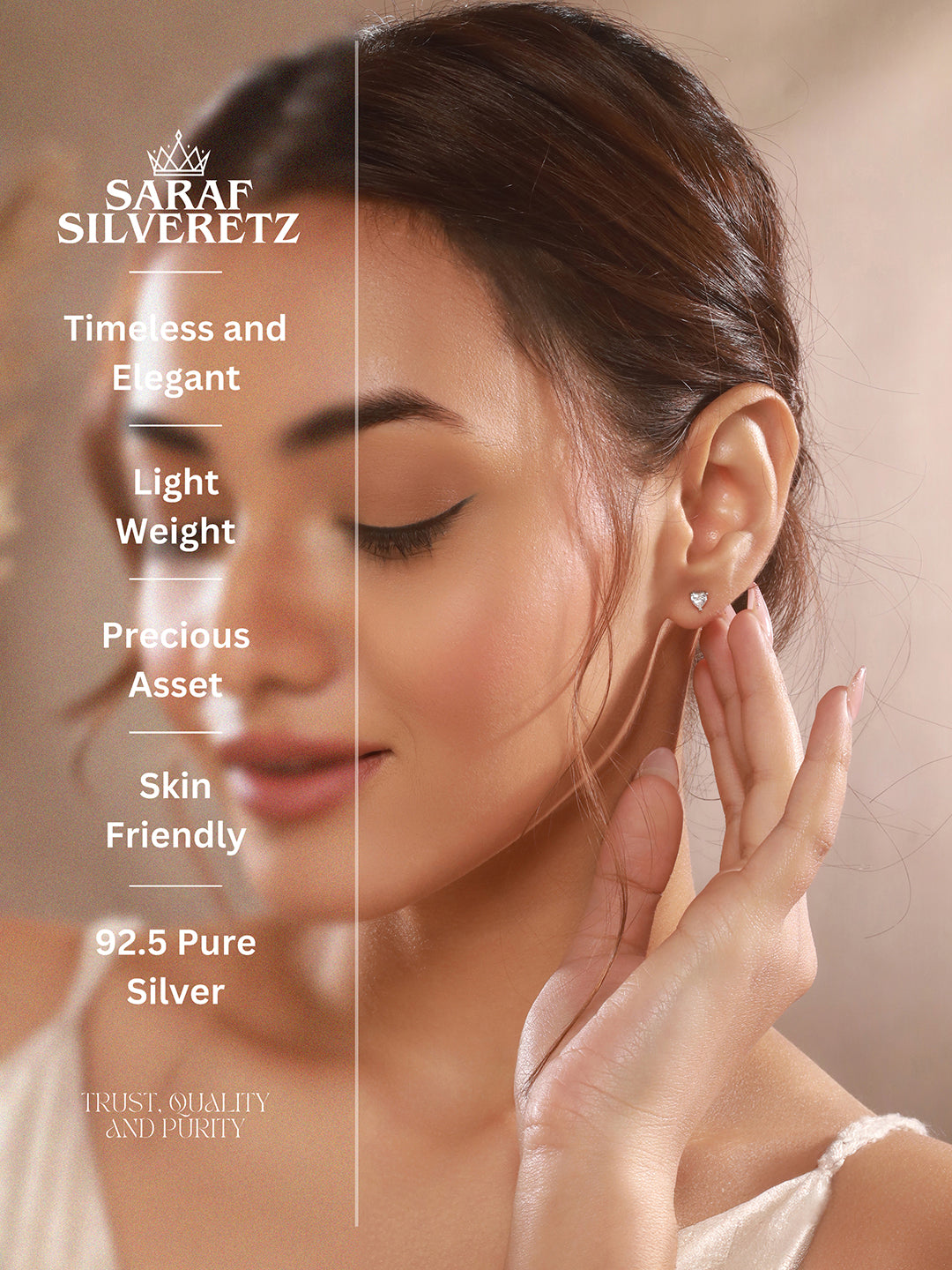 925 Sterling Silver 4 mm Stones  Zircon Studded Solitaire Heart Studds Minimal Earrings