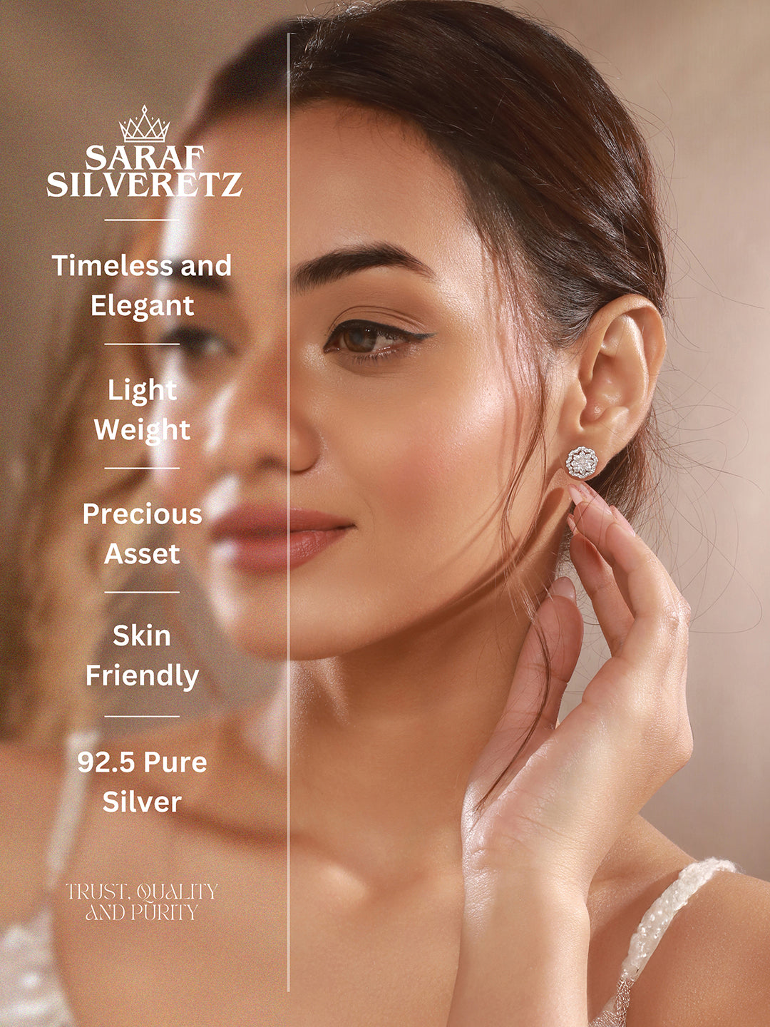 925 Sterling Silver Zircon Studded Floral Studds Earrings