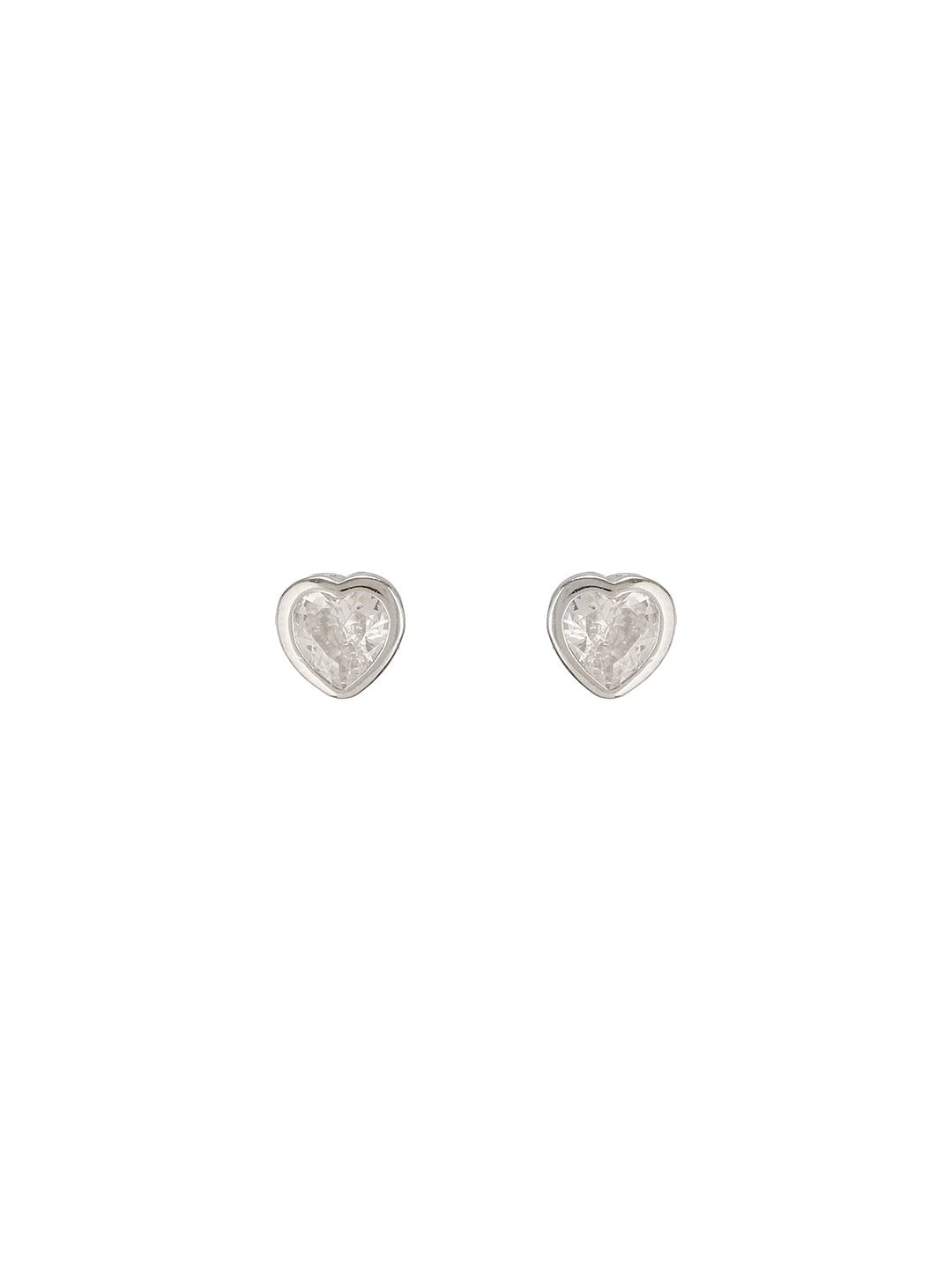 925 Sterling Silver Zircon Studded  Heart Shaped Halo Solitaire Minimal Studds Earrings